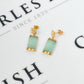Pre-Owned 9ct Gold Jade Drop Earrings