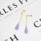 Pre-Owned 9ct Gold Jade Dyed Purple Drop Earrings