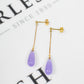 Pre-Owned 9ct Gold Jade Dyed Purple Drop Earrings