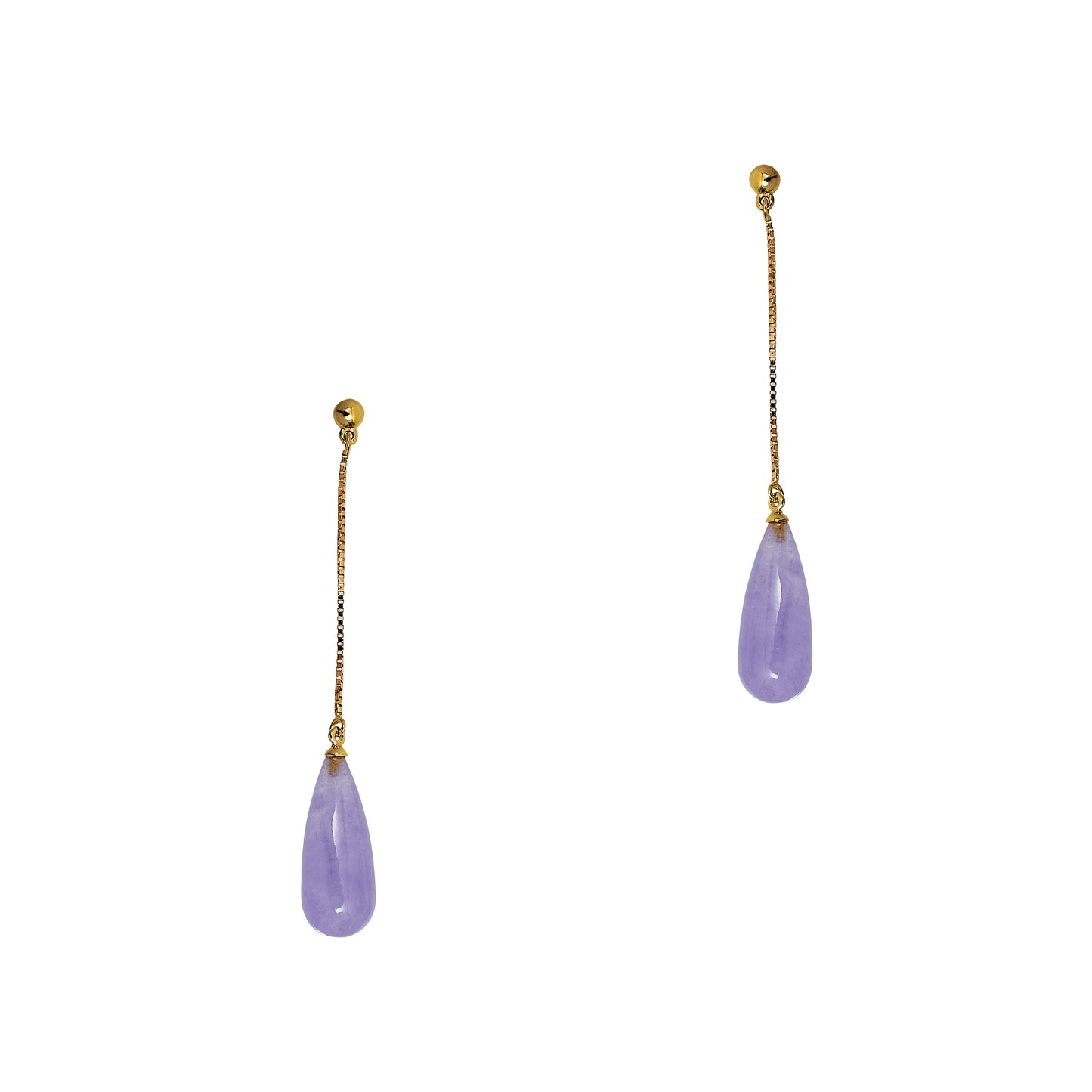 Pre-Owned 9ct Gold Jade Dyed Purple Drop Earrings