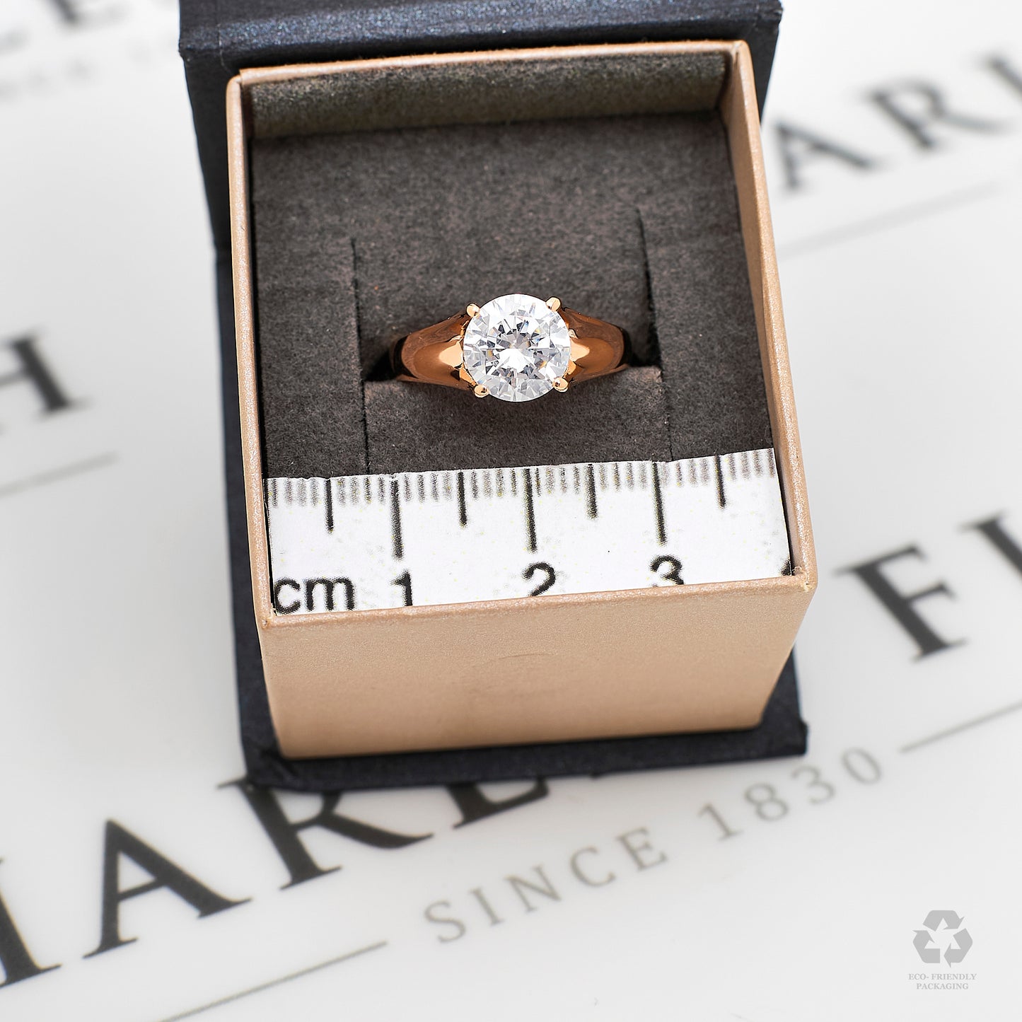 Pre-Owned 14ct Rose Gold CZ Ring Size M