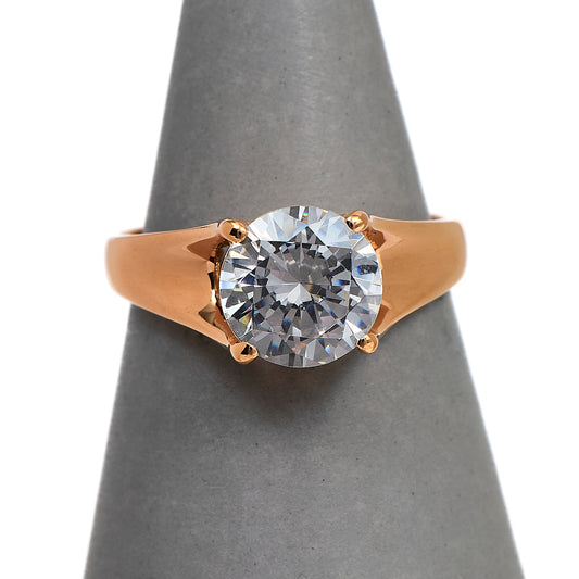 Pre-Owned 14ct Rose Gold CZ Ring Size M