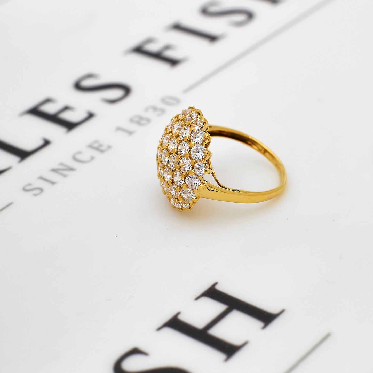 Pre-Owned 14ct CZ Gold Cluster Ring Size M