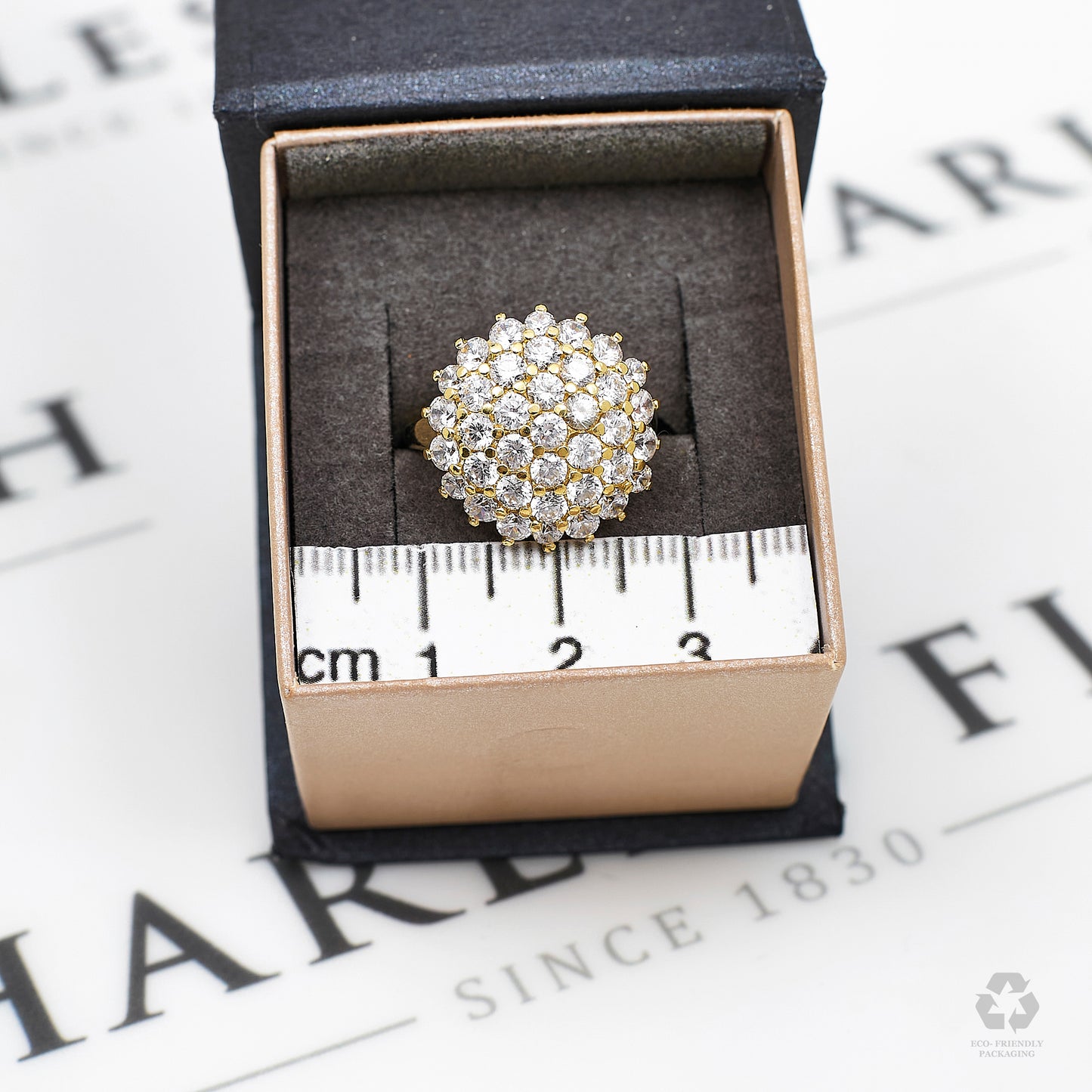 Pre-Owned 14ct CZ Gold Cluster Ring Size M