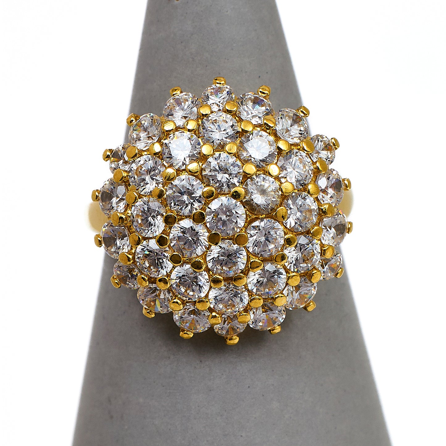 Pre-Owned 14ct CZ Gold Cluster Ring Size M