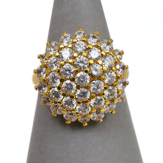 Pre-Owned 14ct CZ Gold Cluster Ring Size M