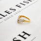 Pre-Owned 14ct Gold CZ 2 Row Wishbone Ring Size M