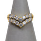 Pre-Owned 14ct Gold CZ 2 Row Wishbone Ring Size M