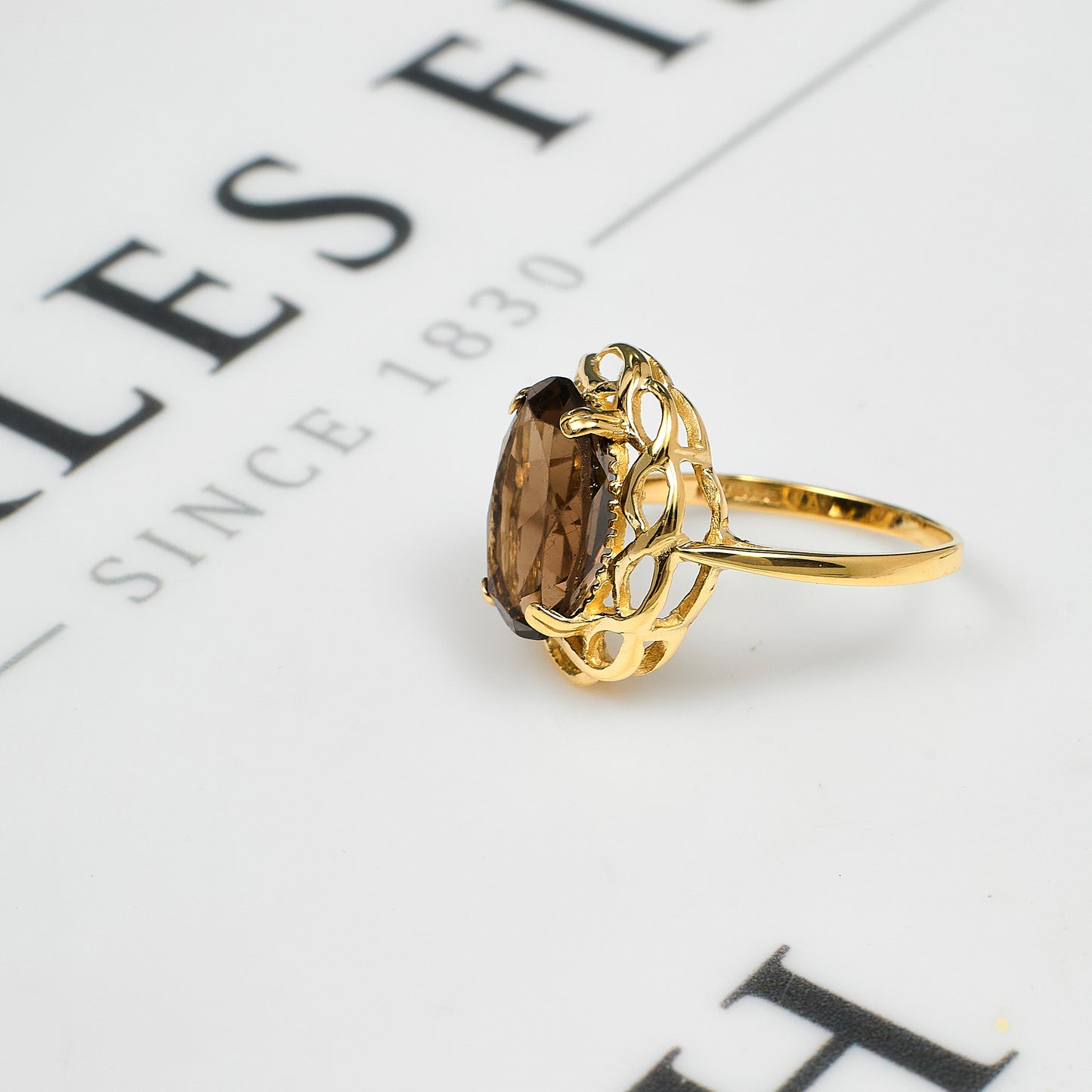 Pre-Owned 9ct Gold Smokey Quartz Ring Size P