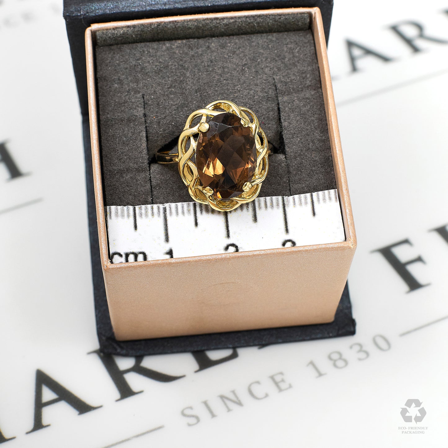 Pre-Owned 9ct Gold Smokey Quartz Ring Size P