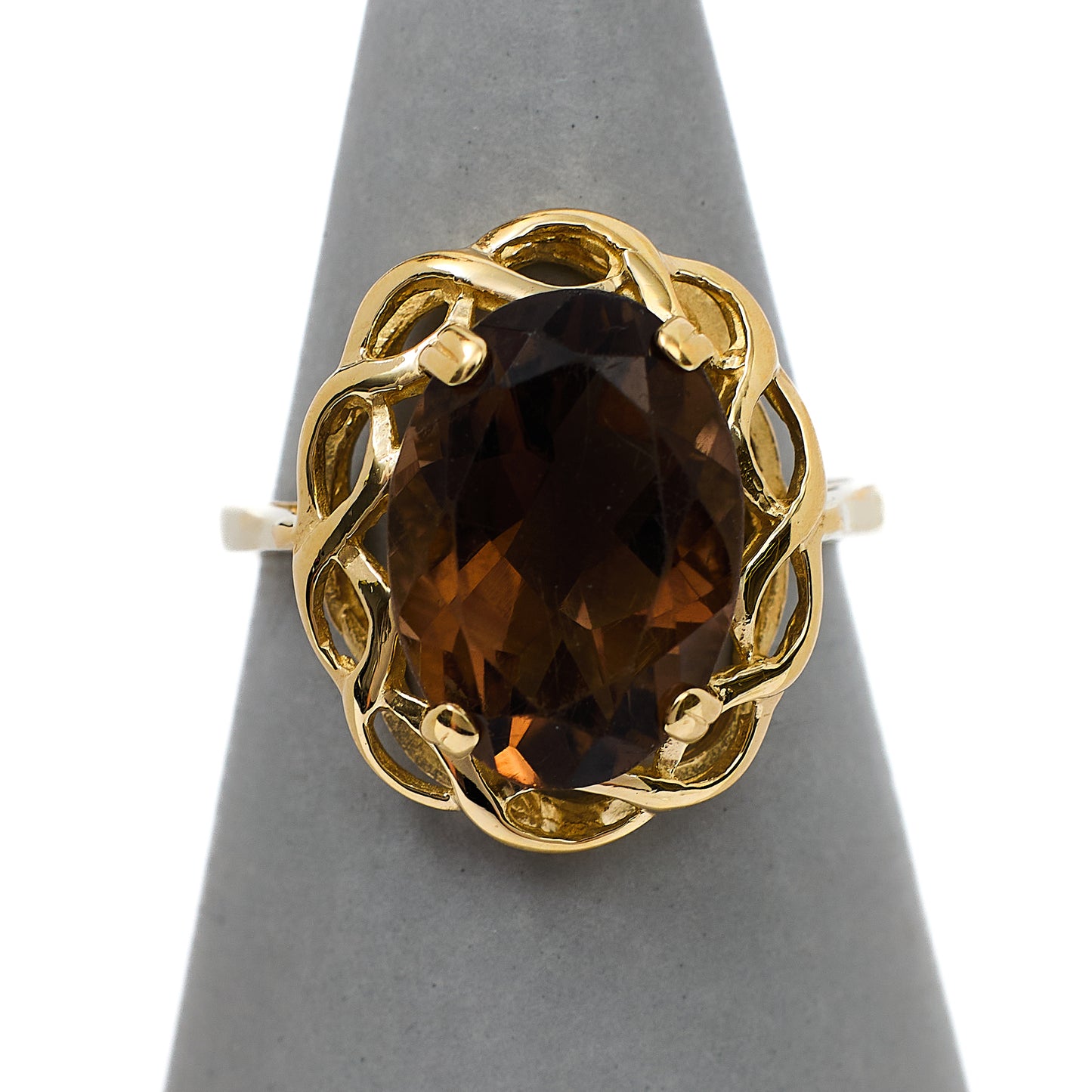 Pre-Owned 9ct Gold Smokey Quartz Ring Size P