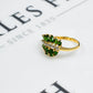 Pre-Owned 9ct Gold Diamond & Chrome Diopside Leaf Ring