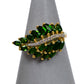 Pre-Owned 9ct Gold Diamond & Chrome Diopside Leaf Ring