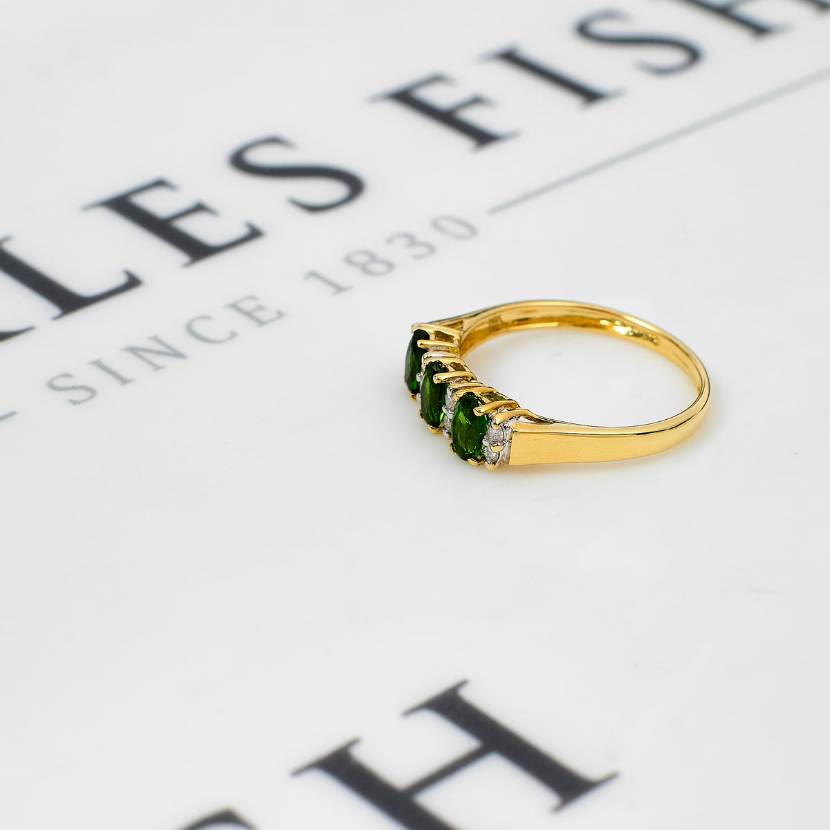 Pre-Owned 9ct Gold Diamond & Chrome Diopside  Ring