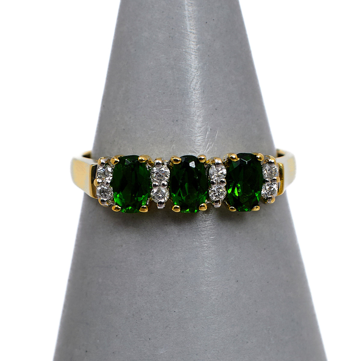 Pre-Owned 9ct Gold Diamond & Chrome Diopside  Ring