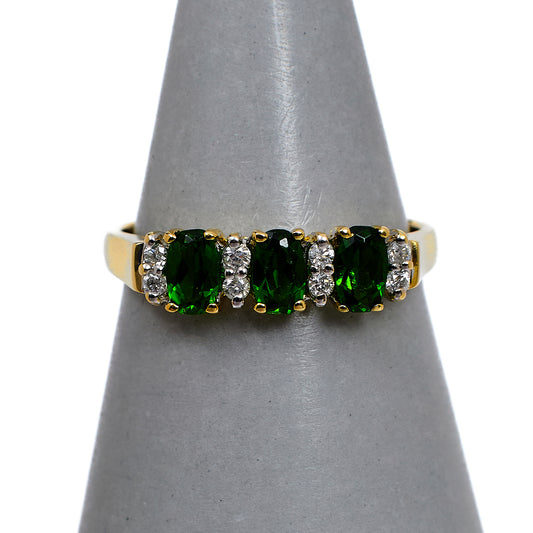 Pre-Owned 9ct Gold Diamond & Chrome Diopside  Ring