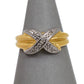 Pre-Owned 9ct Gold Diamond X Design Ring Size P