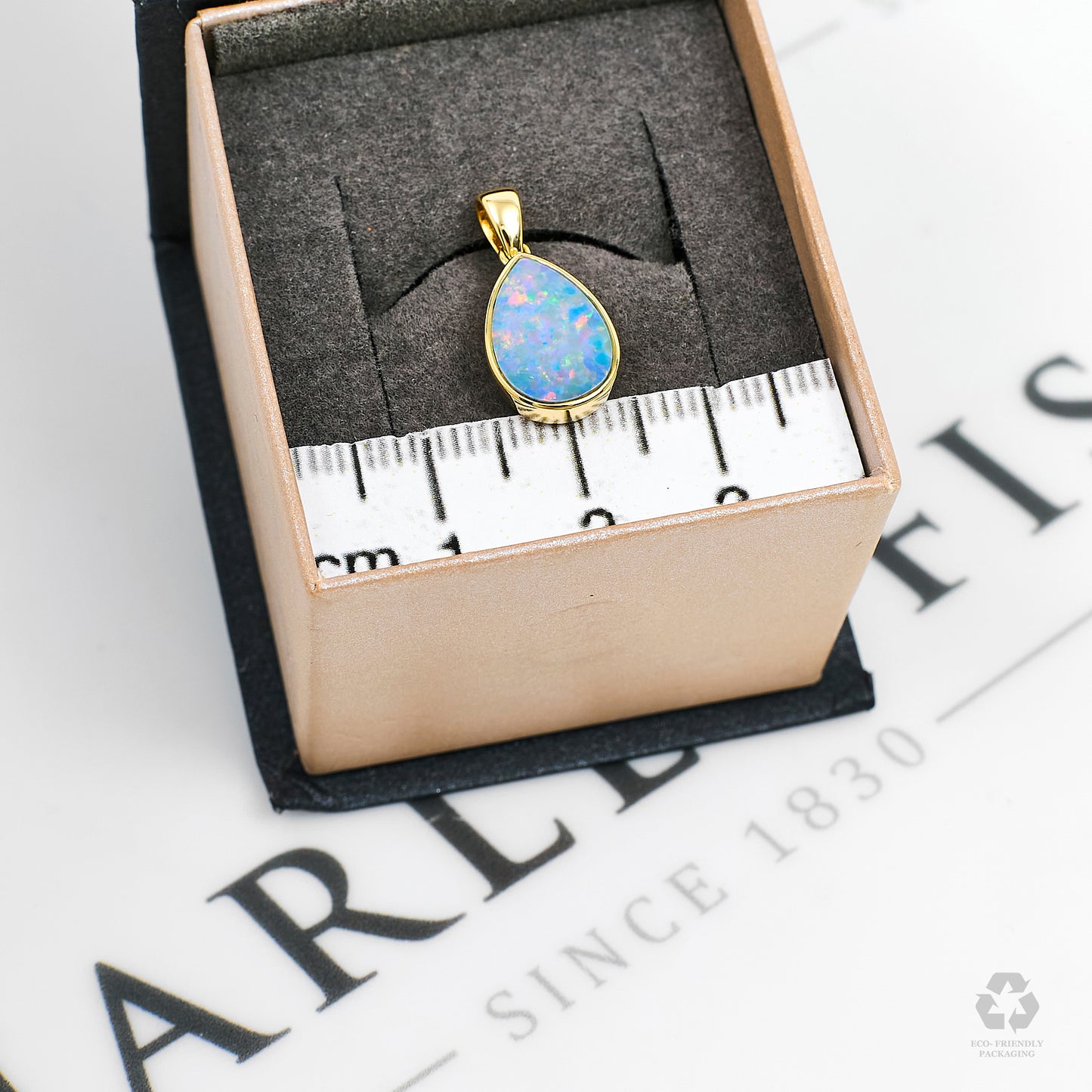 Pre-Owned 9ct Gold Drop Shape Opal Doublet Pendant