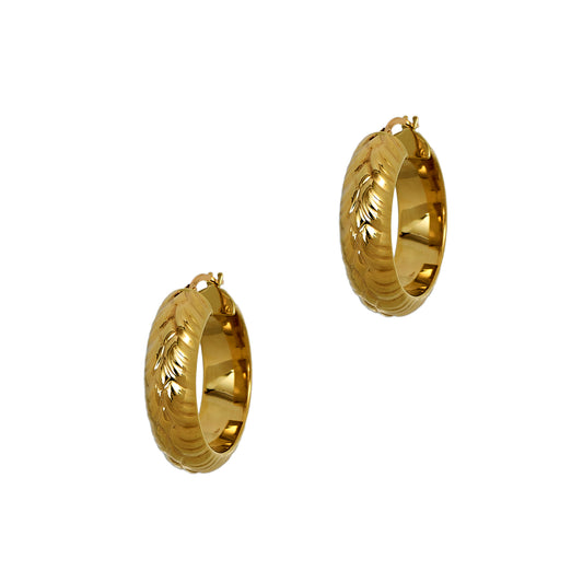 Pre-Owned 9ct Gold Creole Hoop Textured Earrings