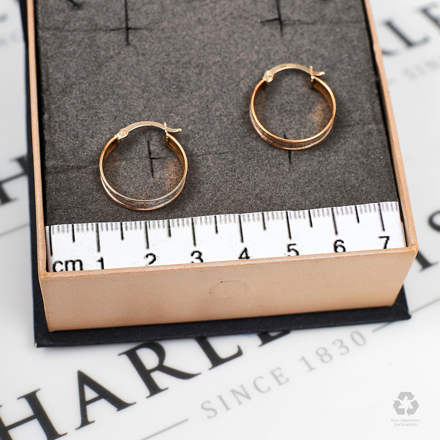 Pre-Owned 9ct Gold 2 Tone Sandblasted Creole Hoop Earrings