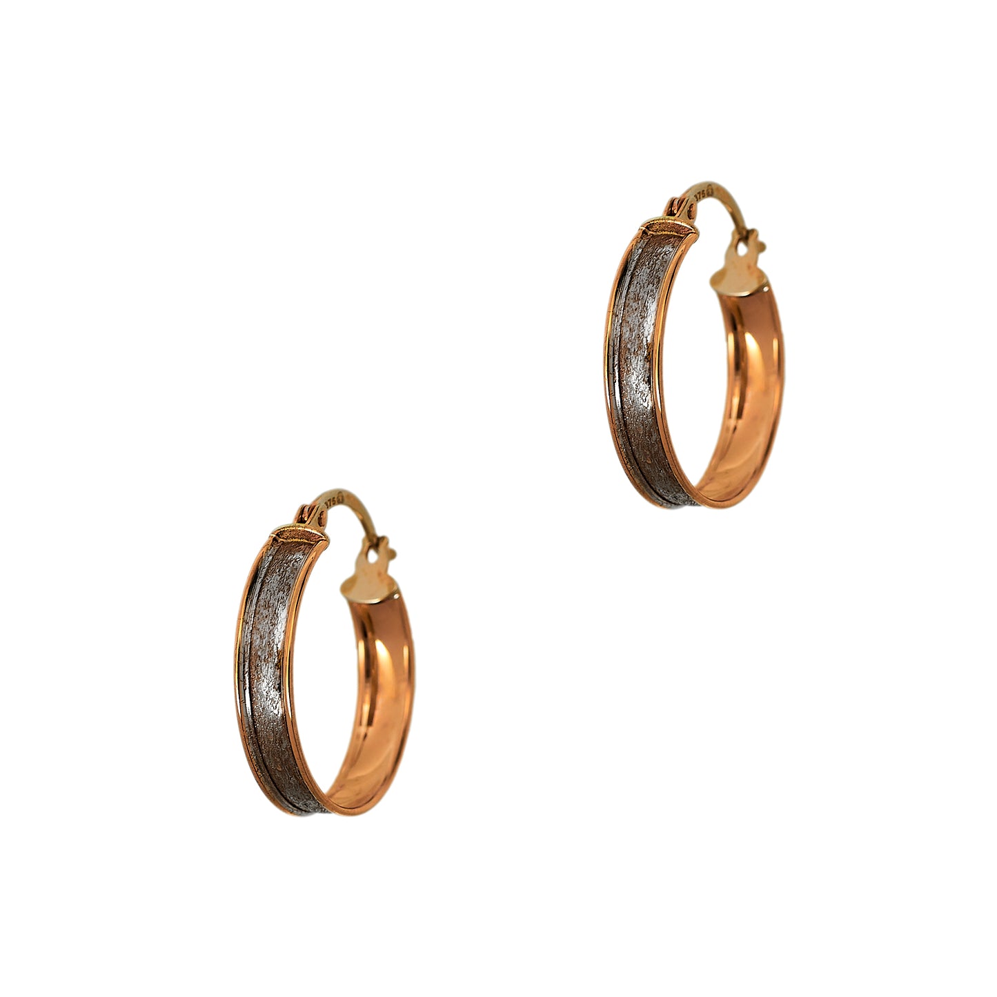 Pre-Owned 9ct Gold 2 Tone Sandblasted Creole Hoop Earrings