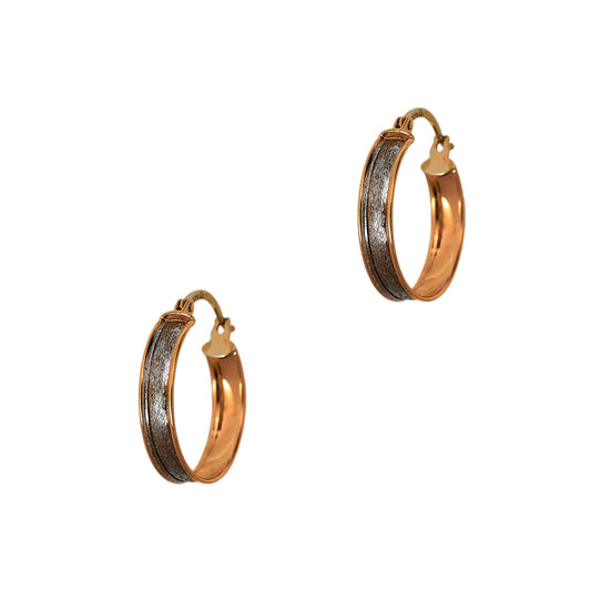 Pre-Owned 9ct Gold 2 Tone Sandblasted Creole Hoop Earrings