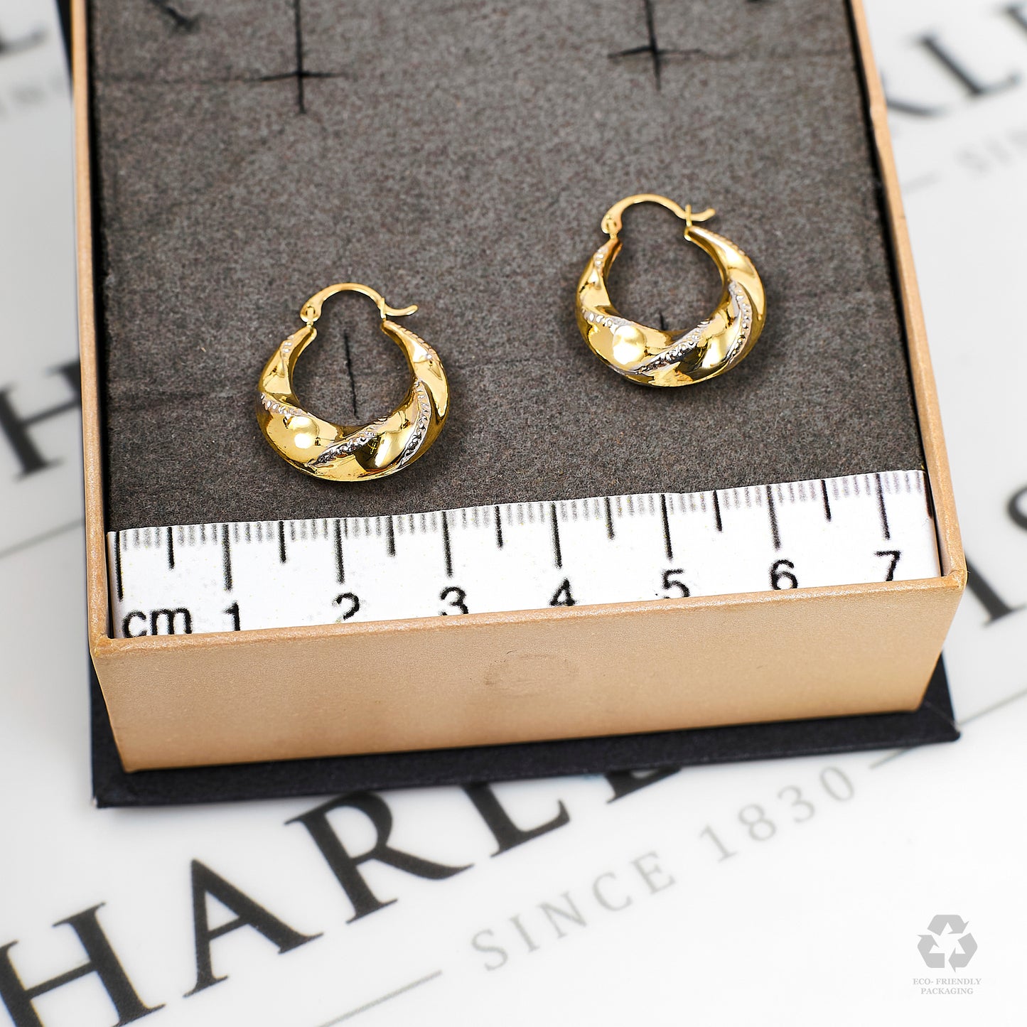 Pre-Owned 9ct Gold 2 Tone Creole Hoop Earrings