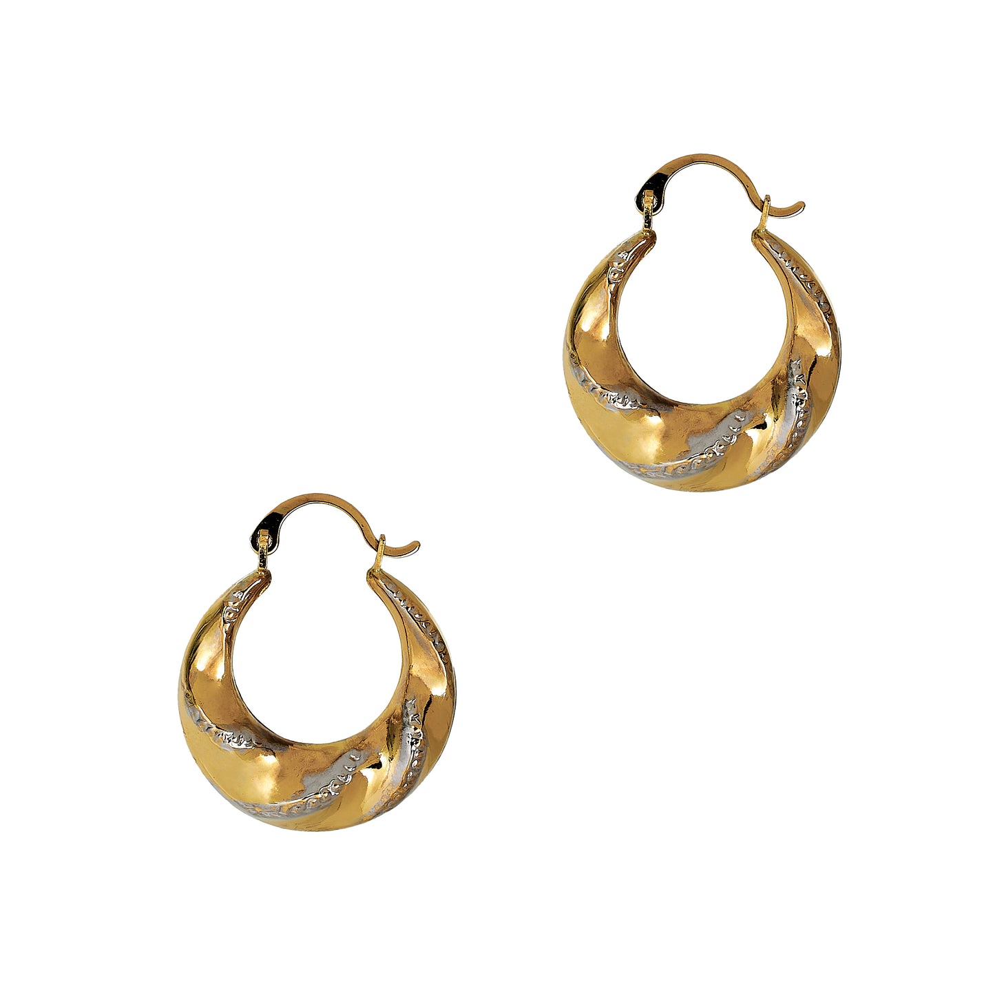 Pre-Owned 9ct Gold 2 Tone Creole Hoop Earrings