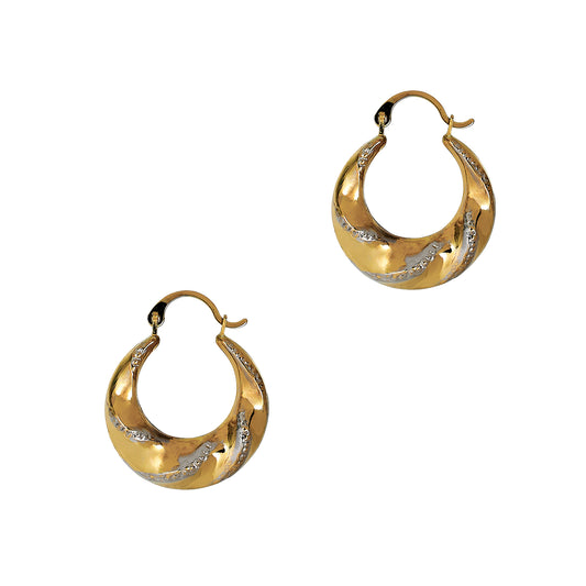 Pre-Owned 9ct Gold 2 Tone Creole Hoop Earrings