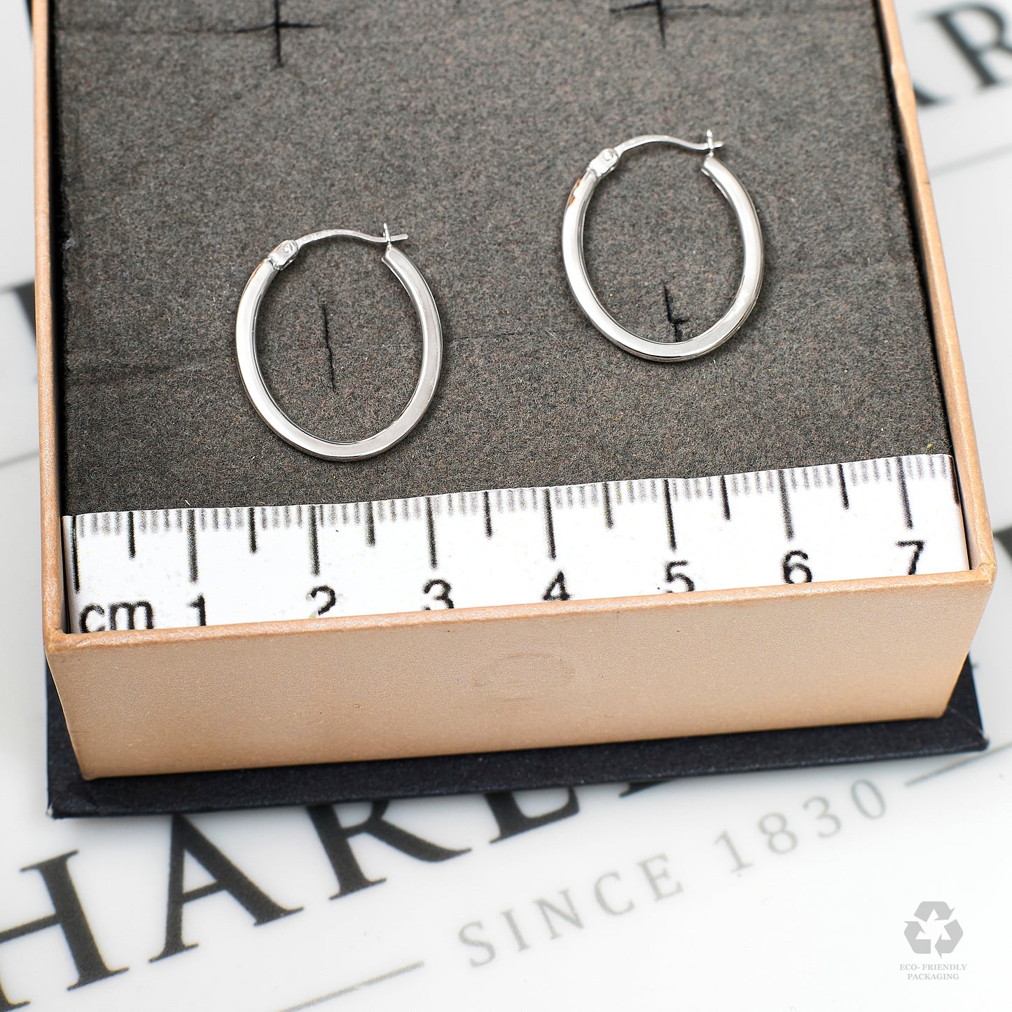 Pre-Owned 9ct White Gold Oval Creole Hoop Earrings