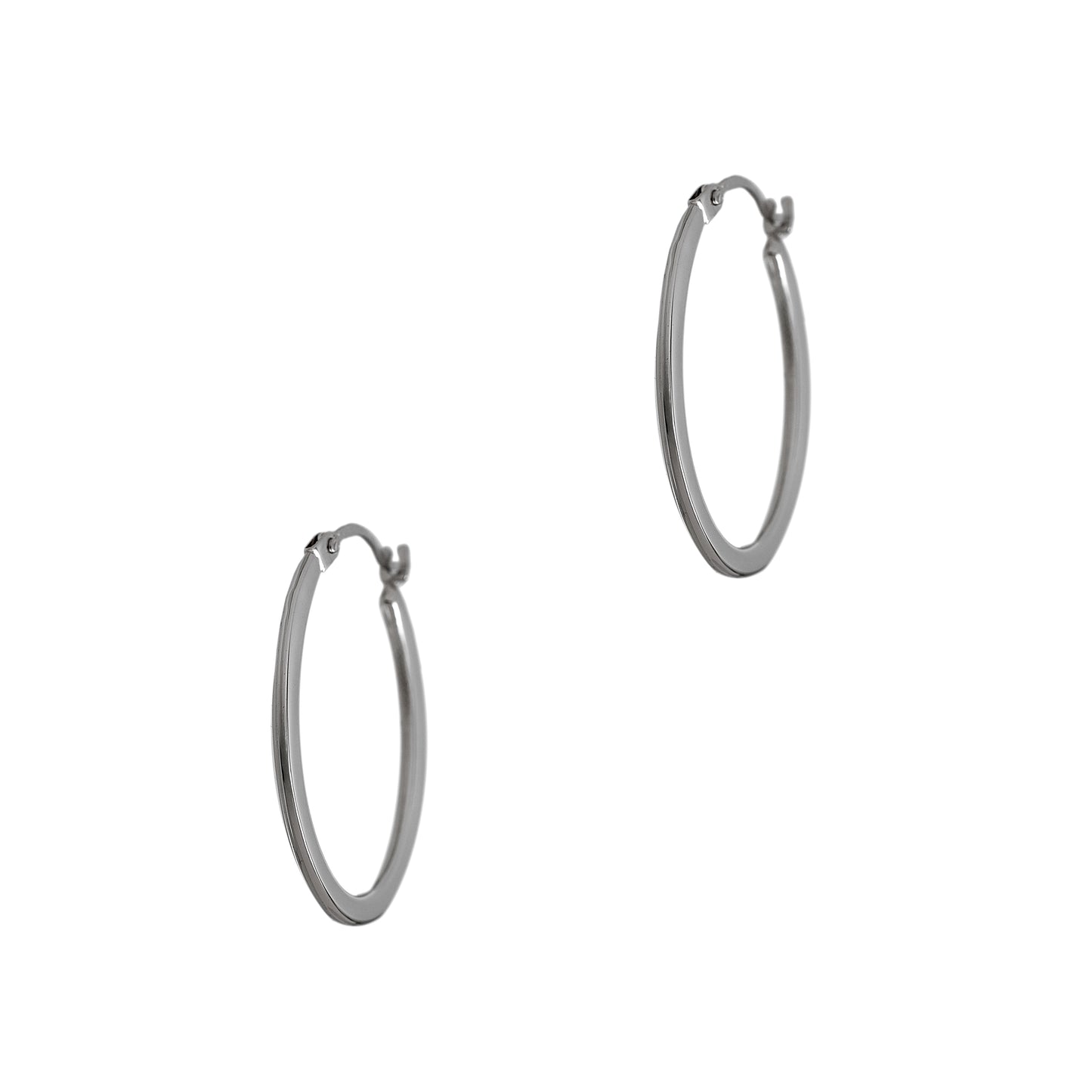 Pre-Owned 9ct White Gold Oval Creole Hoop Earrings