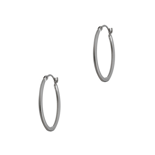 Pre-Owned 9ct White Gold Oval Creole Hoop Earrings