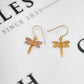Pre-Owned 9ct Gold Tricolor Dragonfly Drop Earrings
