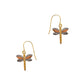 Pre-Owned 9ct Gold Tricolor Dragonfly Drop Earrings