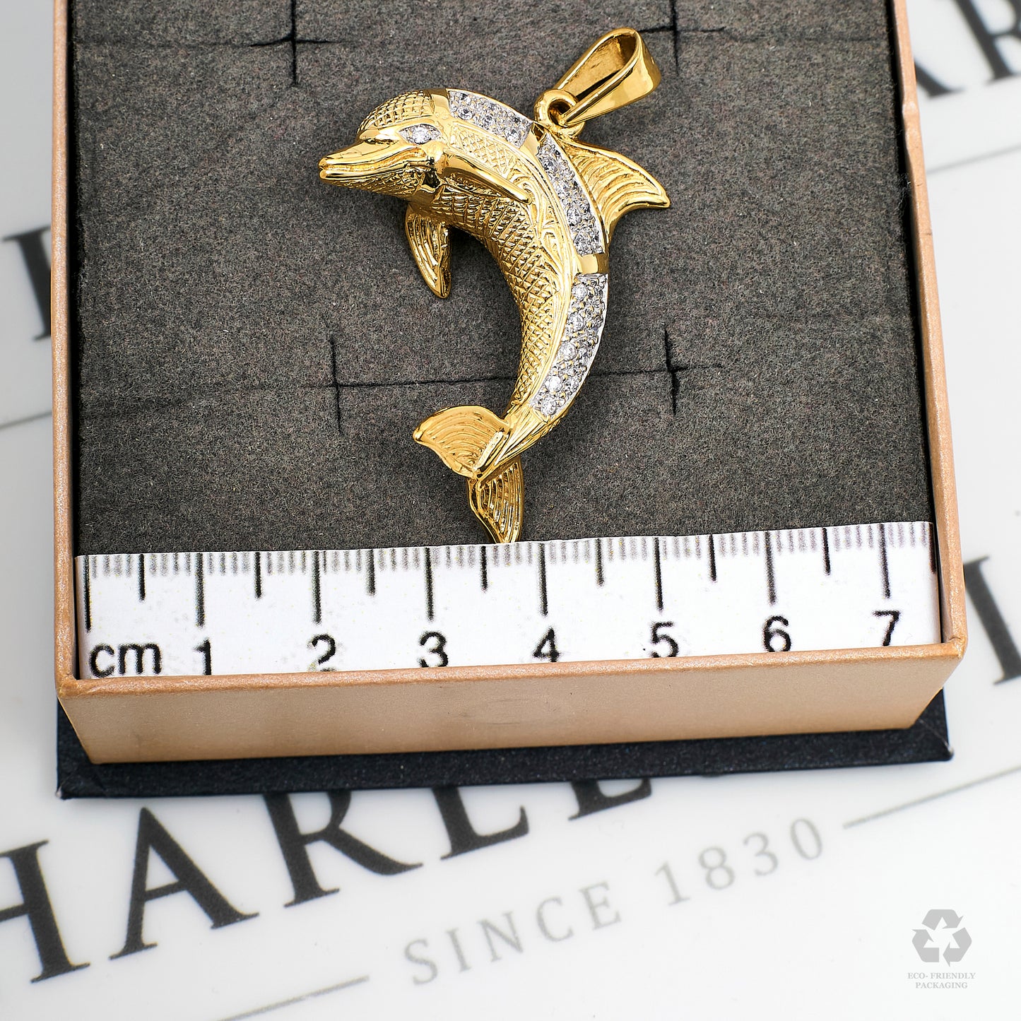 Pre-Owned 9ct Gold CZ Dolphin Pendant