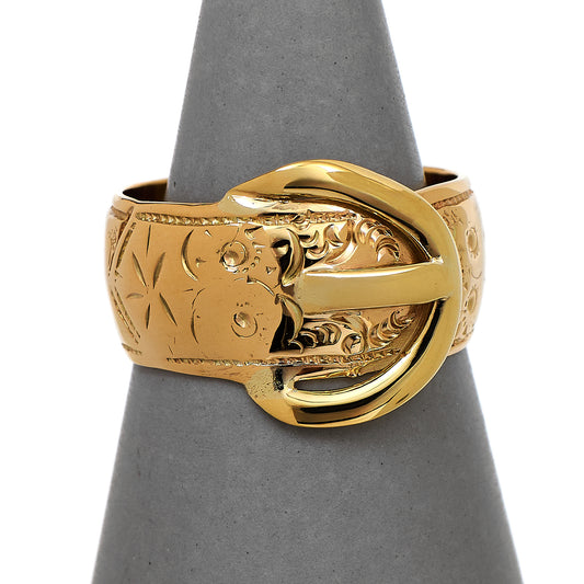 Pre-Owned 9ct Gold Buckle Ring Size S