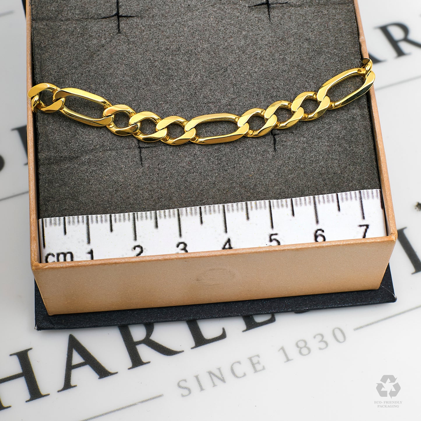 Pre-Owned 9ct Gold Figaro Chain Bracelet 9.5 Inch