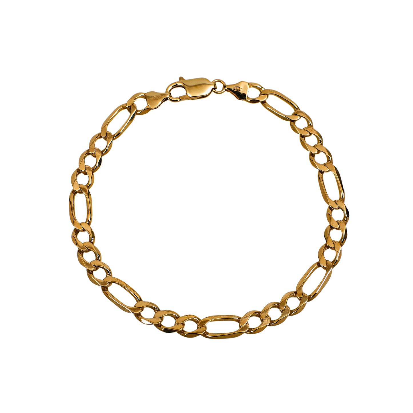 Pre-Owned 9ct Gold Figaro Chain Bracelet 9.5 Inch