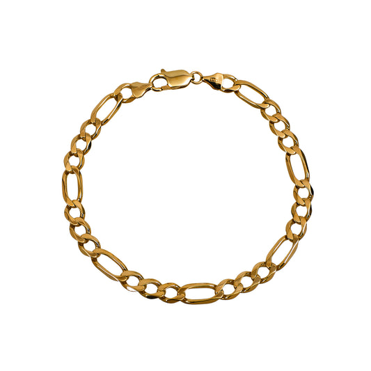 Pre-Owned 9ct Gold Figaro Chain Bracelet 9.5 Inch