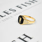 Pre-Owned 9ct Gold Mens Oval Onyx Eagle Signet Ring Size X