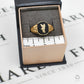 Pre-Owned 9ct Gold Mens Oval Onyx Eagle Signet Ring Size X