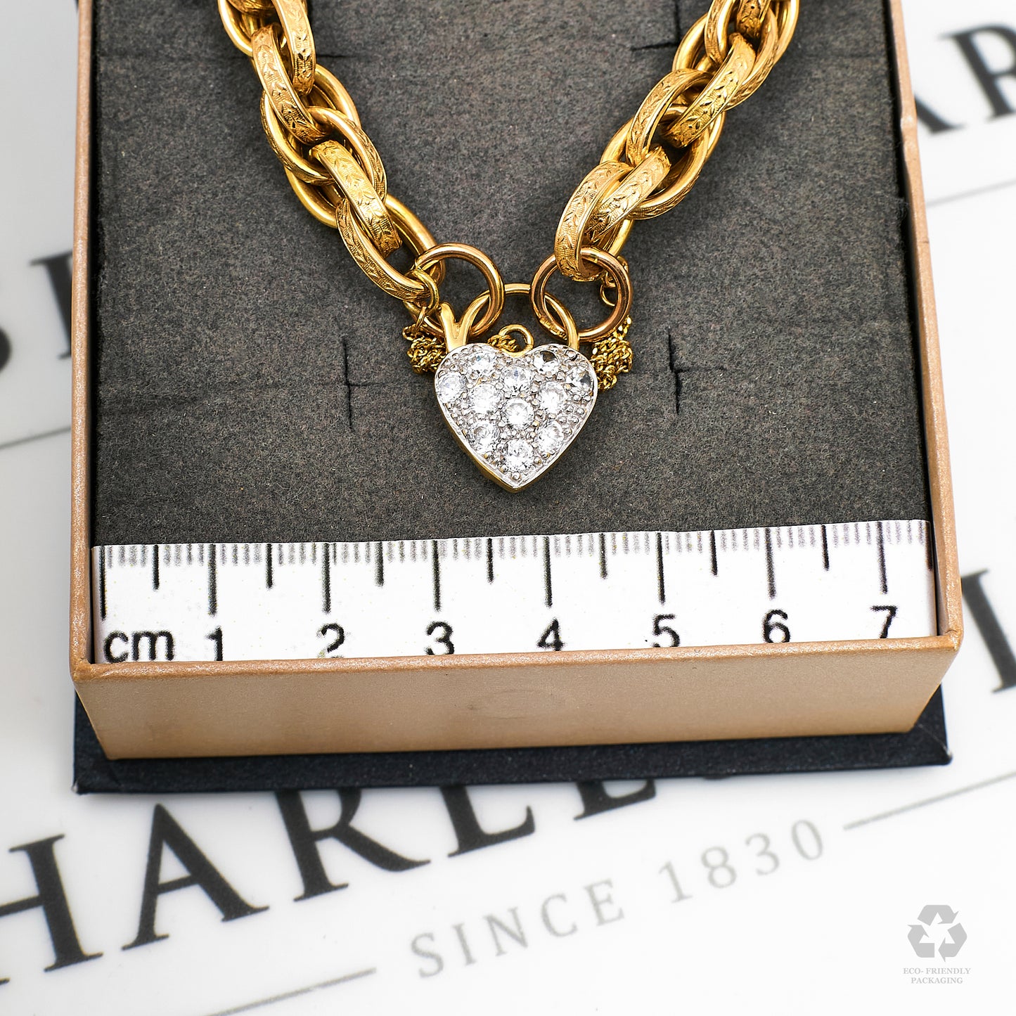 Pre-Owned 9ct Gold Prince Of Wales Bracelet & Heart Padlock