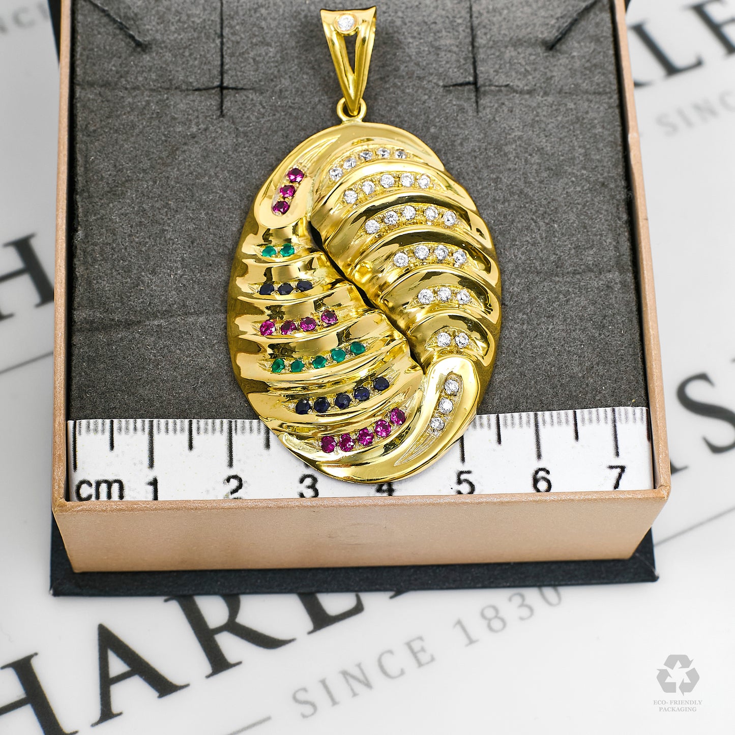 Pre-Owned 18ct Gold Multicoloured Synthetic Stone Pendant