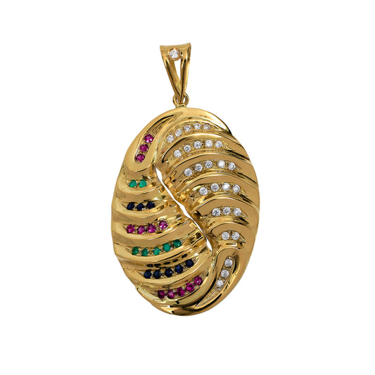 Pre-Owned 18ct Gold Multicoloured Synthetic Stone Pendant