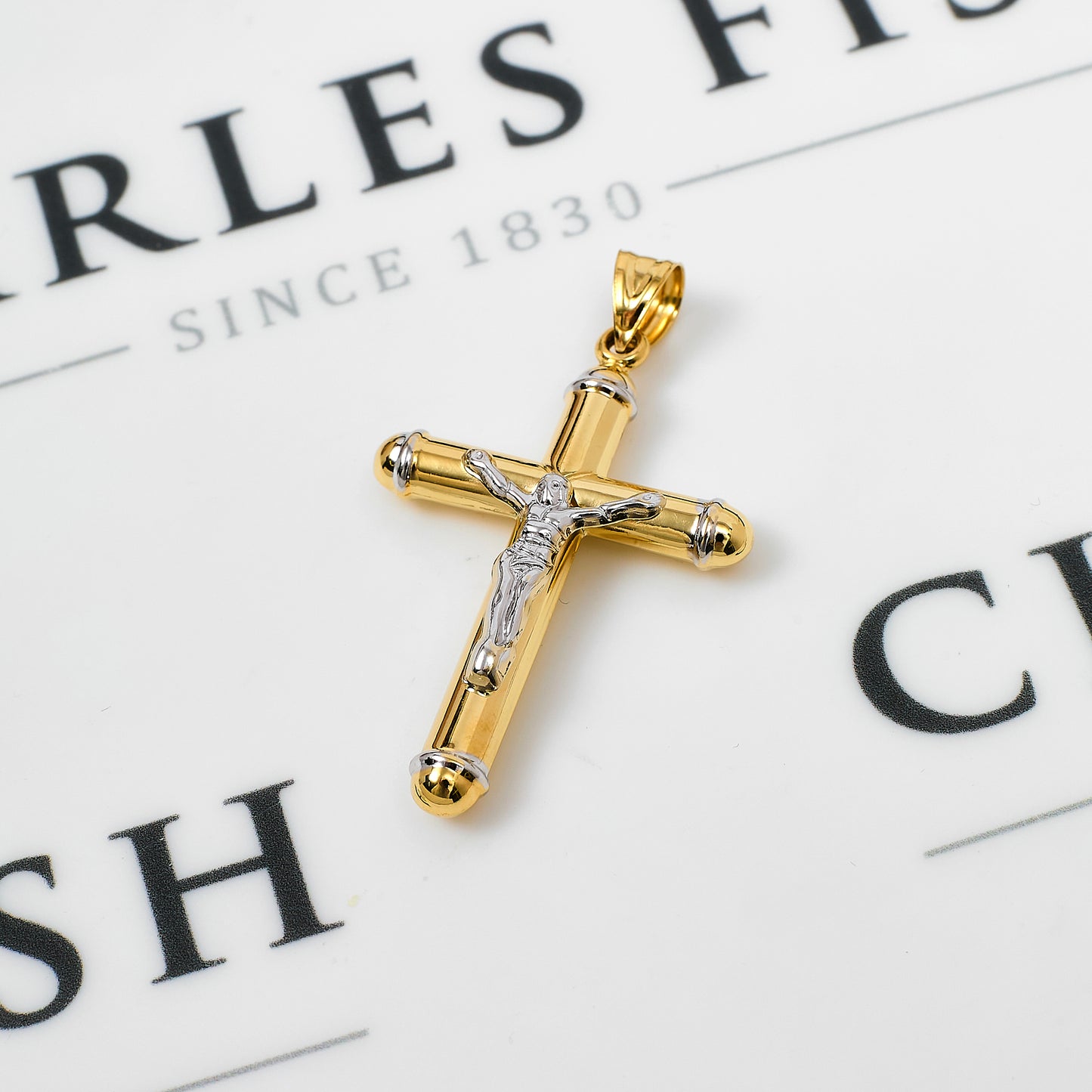 Pre-Owned 14ct Gold 2 Tone Crucifix Pendant