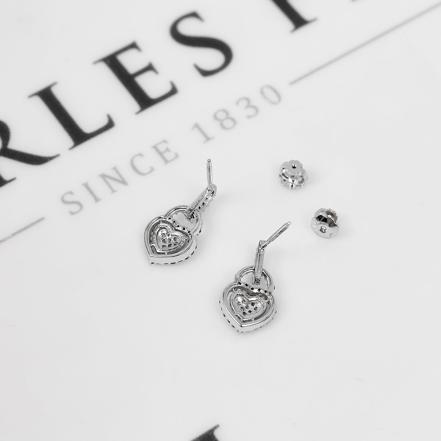 Pre-Owned 9ct White Gold Diamond Heart Stud Earrings