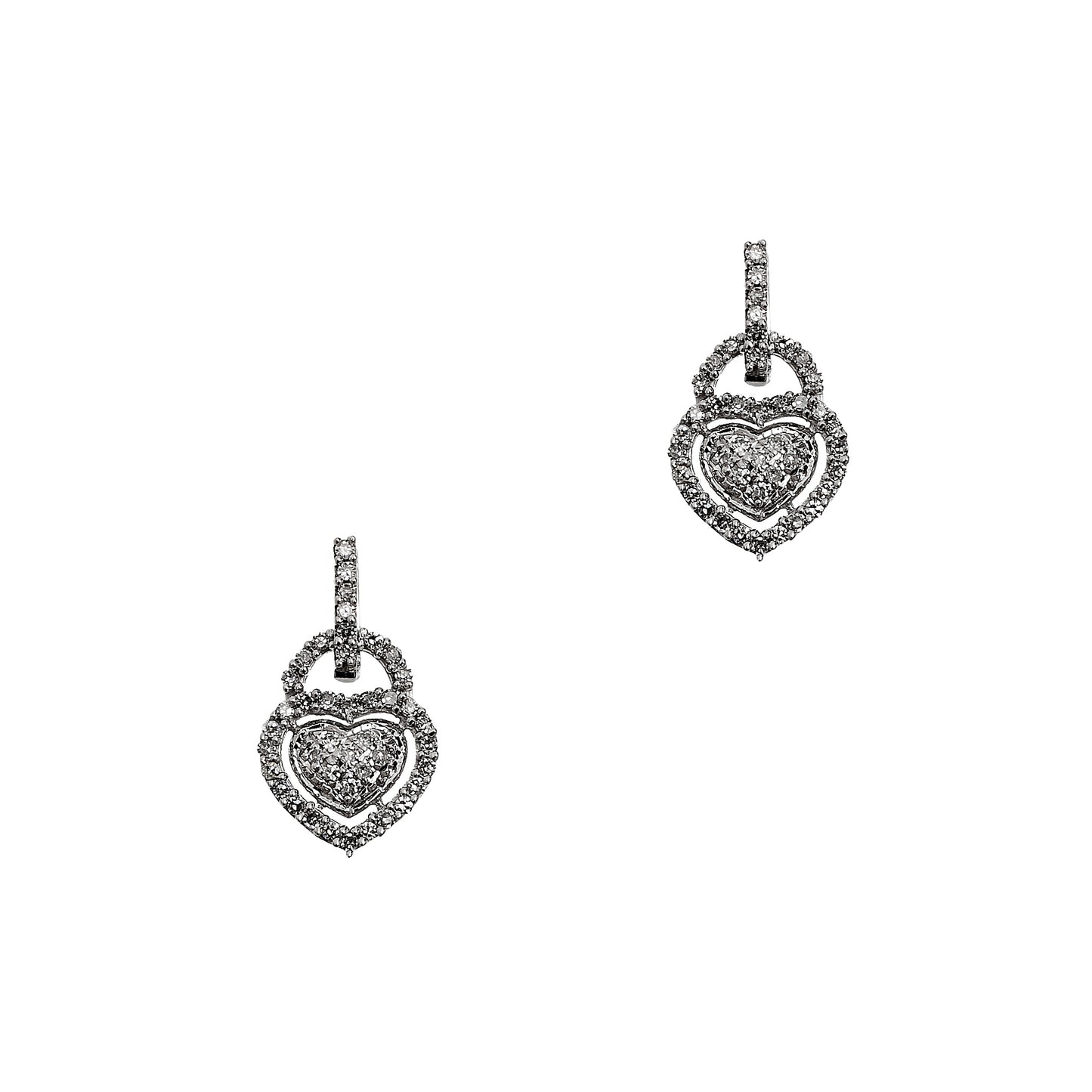 Pre-Owned 9ct White Gold Diamond Heart Stud Earrings