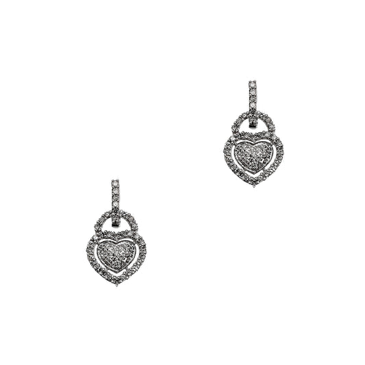 Pre-Owned 9ct White Gold Diamond Heart Stud Earrings