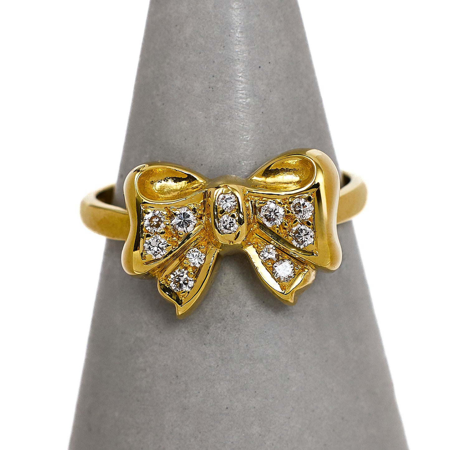 Pre-Owned 18ct Gold Diamond Bow Ring Size K
