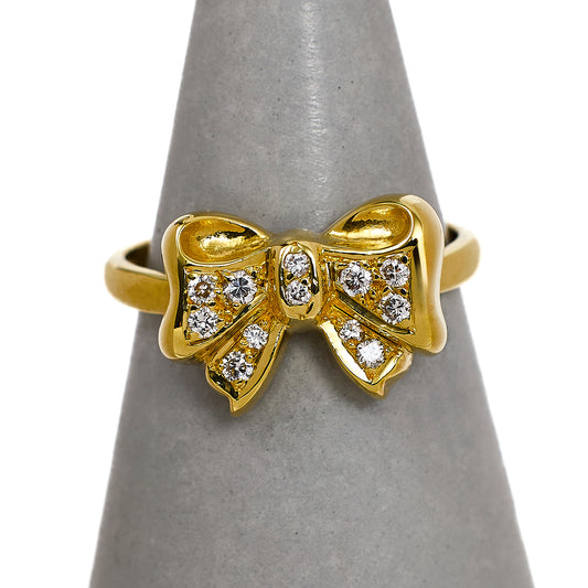 Pre-Owned 18ct Gold Diamond Bow Ring Size K